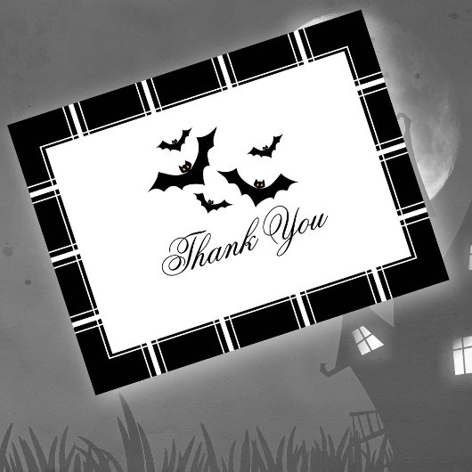 Bats Halloween Bedankt Black Briefkaart