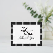 Bats Halloween Bedankt Black Briefkaart (Staand voorkant)
