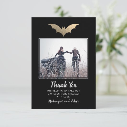 Bats Halloween Bruiloft Bedankkaart (Staand voorkant)