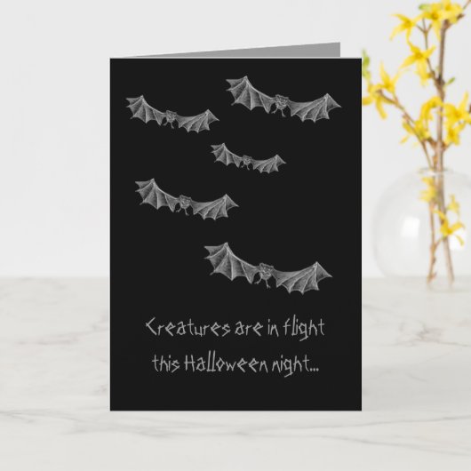 bats Halloween kaart (Gele Bloem)