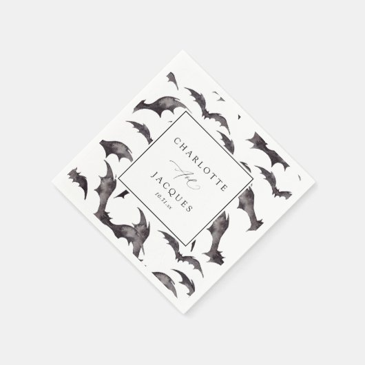 Bats Halloween Wedding - Wit Servet (Hoek)