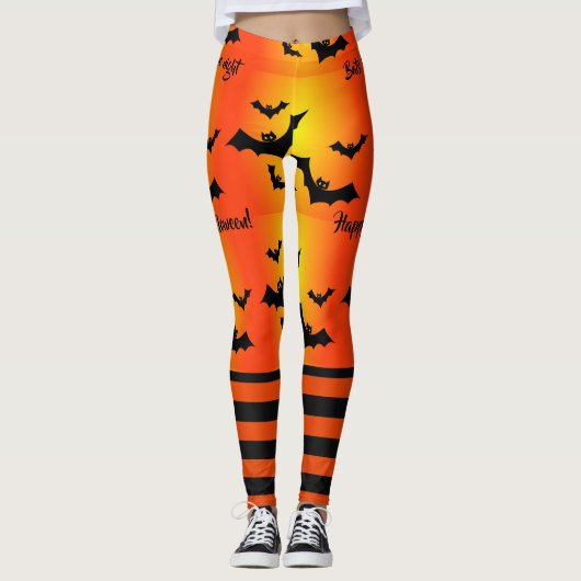 Bats Happy Halloween Leggings Yogabroek (Voorkant)