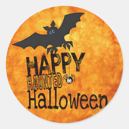 Bats Happy Halloween Ronde Sticker (Voorkant)