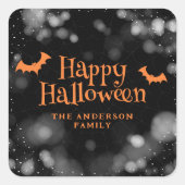 Bats Happy Halloween Vierkante Sticker (Voorkant)