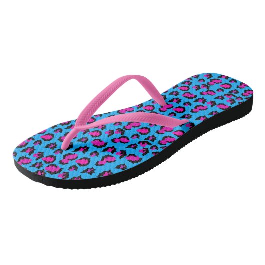 Bats Leopard Print Blauw Paarse zwarte Teenslipper Teenslippers (Schuin)