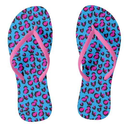 Bats Leopard Print Blauw Paarse zwarte Teenslipper Teenslippers (Voetbed)
