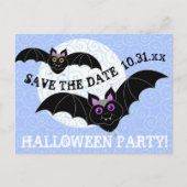 Bats Moon Halloween Party Save the Date Uitnodiging Briefkaart (Voorkant)