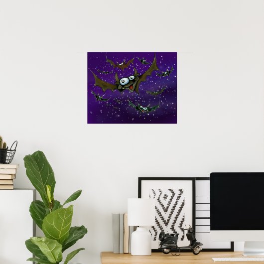 Bats Night Sky Poster (Thuiskantoor)