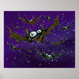 Bats Night Sky Poster