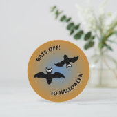 Bats off to Halloween Blue Oranje Party Invitation Kaart (Staand voorkant)