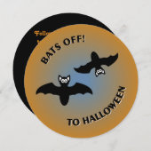 Bats off to Halloween Blue Oranje Party Invitation Kaart (Voorkant / Achterkant)
