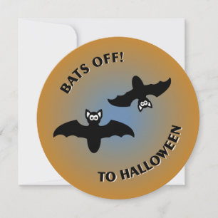 Bats off to Halloween Blue Oranje Party Invitation Kaart