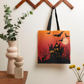 Bats over Haunted House Canvas tas