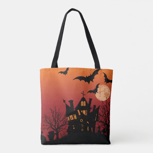 Bats over Haunted House Canvas tas (Achterkant)
