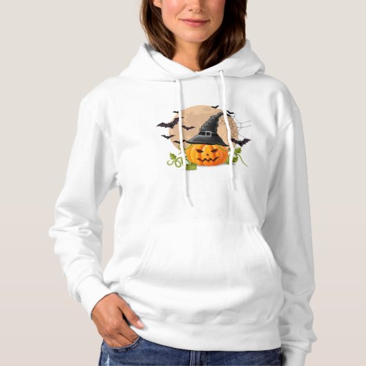 Bats Pumpkin en Moon Hoodie (Voorkant)