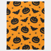 Bats, pumpkin heads and spiders Halloween Plush Fleece Deken (Voorkant)