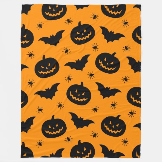 Bats, pumpkin heads and spiders Halloween Plush Fleece Deken (Voorkant)