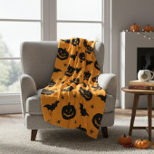 Bats, pumpkin heads and spiders Halloween Plush Fleece Deken