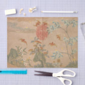 Bats Rocks Flowers Oval Calligrafie van Zhang Ruoa Tissuepapier (Craft)