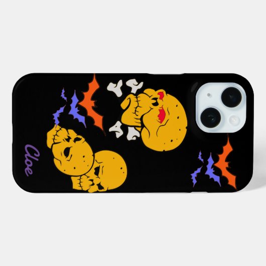 Bats Skull Spider iPhone Case - Gotisch ontwerp! (Achterkant (horizontaal))