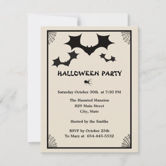 Bats & Spider Invitation Kaart Sjabloon (Voorkant)