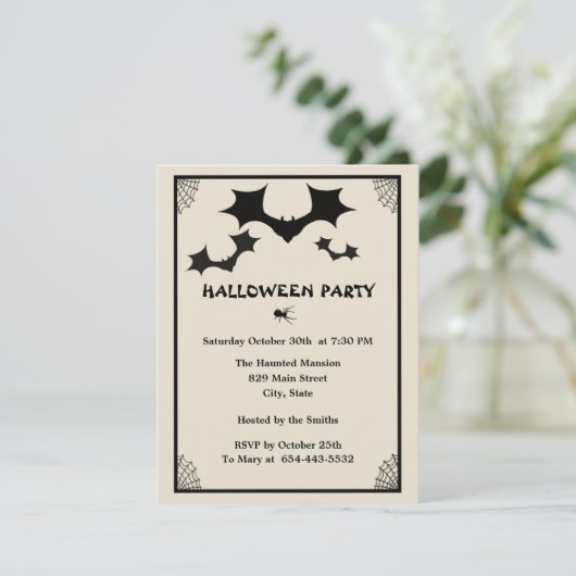 Bats & Spider Invitation Kaart Sjabloon (Staand voorkant)