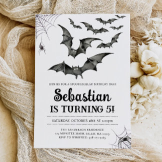 Bats Spooky Halloween Verjaardagsfeest Kaart