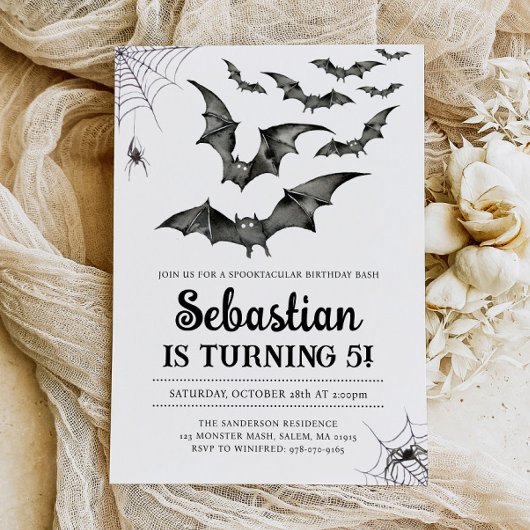 Bats Spooky Halloween Verjaardagsfeest Kaart
