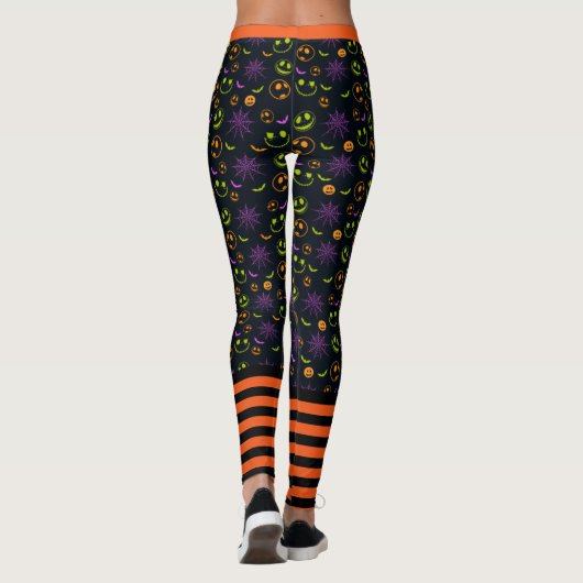 Bats Stripes Oranje Black Halloween Beste kwalitei Leggings (Achterkant)