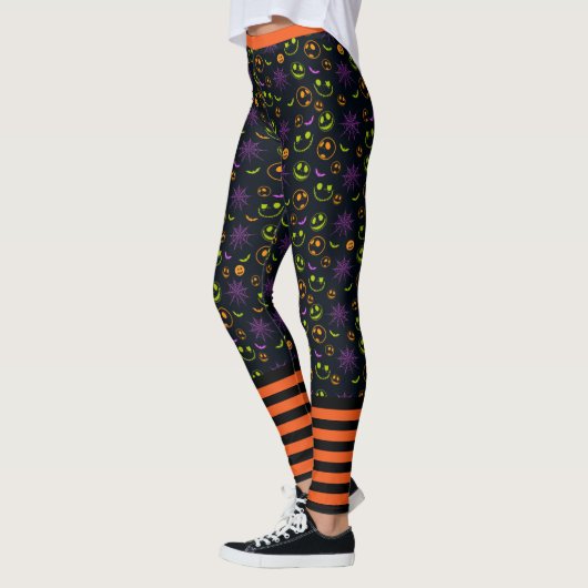Bats Stripes Oranje Black Halloween Beste kwalitei Leggings (Links)