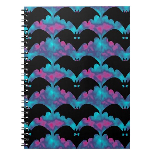 BatsAndBowsTILEpinkblue Notitieboek (Voorkant)