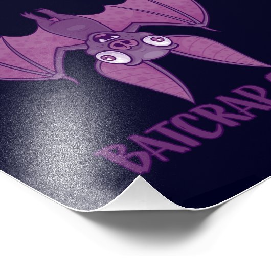 Batshit Crazy Wacky Cartoon Bat Foto Afdruk (Hoek)
