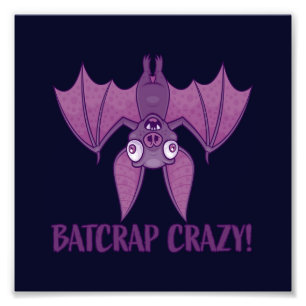 Batshit Crazy Wacky Cartoon Bat Foto Afdruk