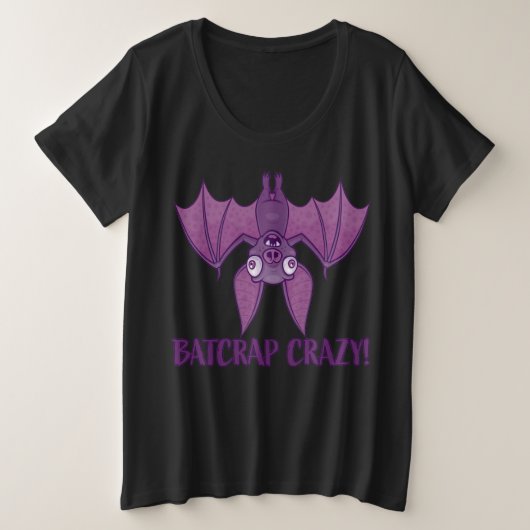 Batshit Crazy Wacky Cartoon Bat Grote Maat T-shirt (Design voorkant)