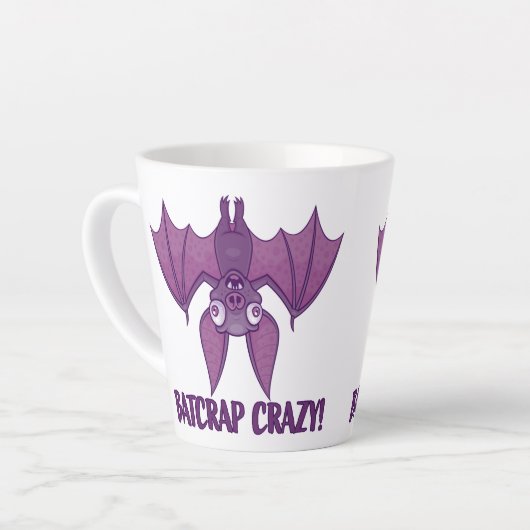 Batshit Crazy Wacky Cartoon Bat Latte Mok (Linkerhoek)