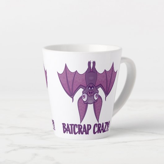 Batshit Crazy Wacky Cartoon Bat Latte Mok (Rechterhoek)