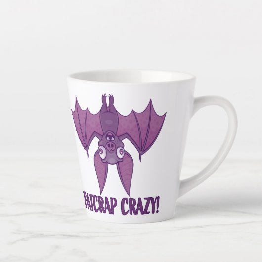 Batshit Crazy Wacky Cartoon Bat Latte Mok (Rechts)