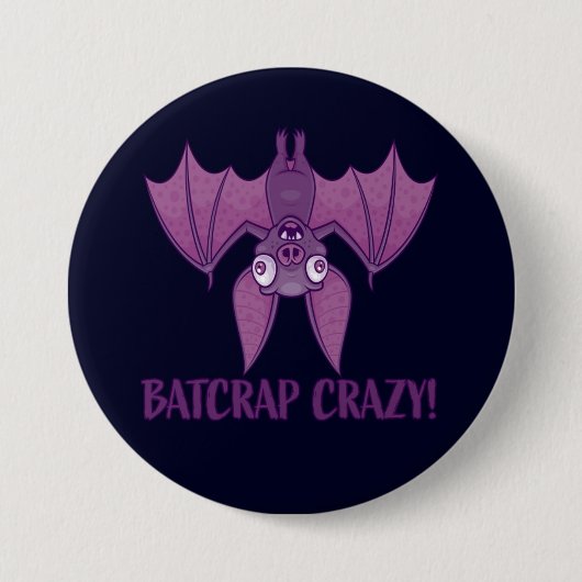 Batshit Crazy Wacky Cartoon Bat Ronde Button 7,6 Cm (Voorkant)