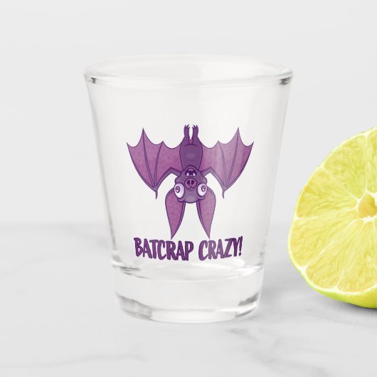 Batshit Crazy Wacky Cartoon Bat Shot Glas (Voorkant)