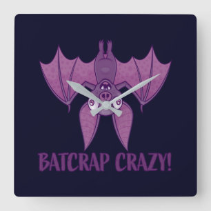 Batshit Crazy Wacky Cartoon Bat Vierkante Klok