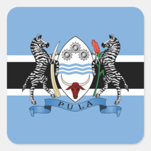 Batswana Vlag & wapenschild, vlag van Botswana Vierkante Sticker