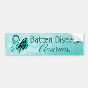 Batten Disease Awareness Blauwgroen Butterfly Ribb Bumpersticker
