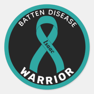 Batten Disease Warrior Ribbon Zwart Ronde Sticker