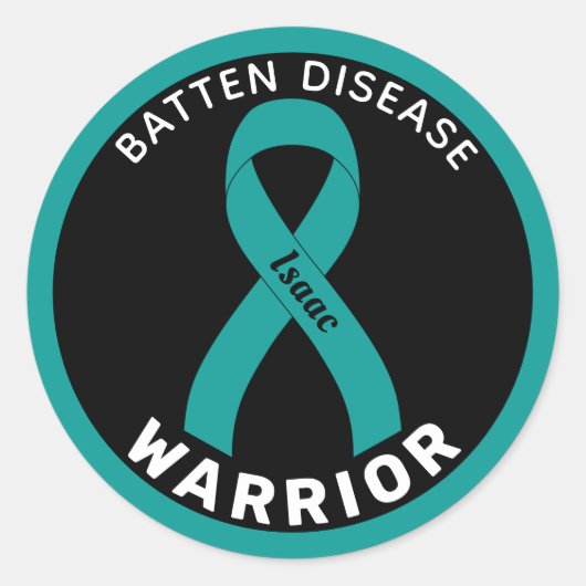 Batten Disease Warrior Ribbon Zwart Ronde Sticker (Voorkant)