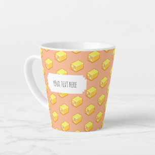 Battenberg Cake Roze & Geel Pixel Art Patroon Latte Mok