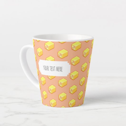 Battenberg Cake Roze & Geel Pixel Art Patroon Latte Mok (Linkerhoek)