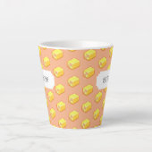 Battenberg Cake Roze & Geel Pixel Art Patroon Latte Mok (Voorkant)