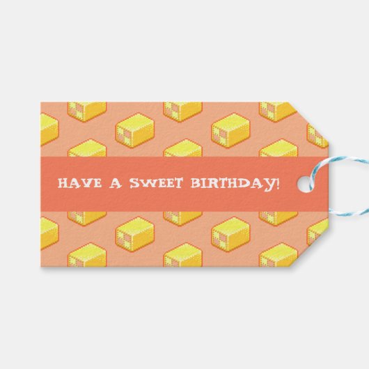 Battenberg Vier een zoete verjaardag! Cakelint Cadeaulabel (Voorkant (Horizontaal))