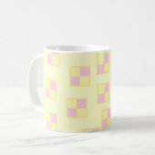 Battenburg Cake Pattern. Roze en geel. Koffiemok (Voorkant links)