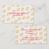 Battenburg Cake Pattern. Roze en geel. Visitekaartje (Voorkant / Achterkant)